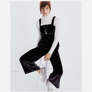MADEWELL Crushed Velvet Black Jumpsuit, Size 00